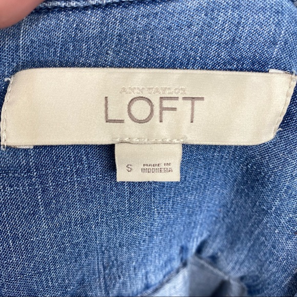 Ann Taylor Loft Blue Soft Denim Tunic front buttons With Collar Small - Picture 8 of 10